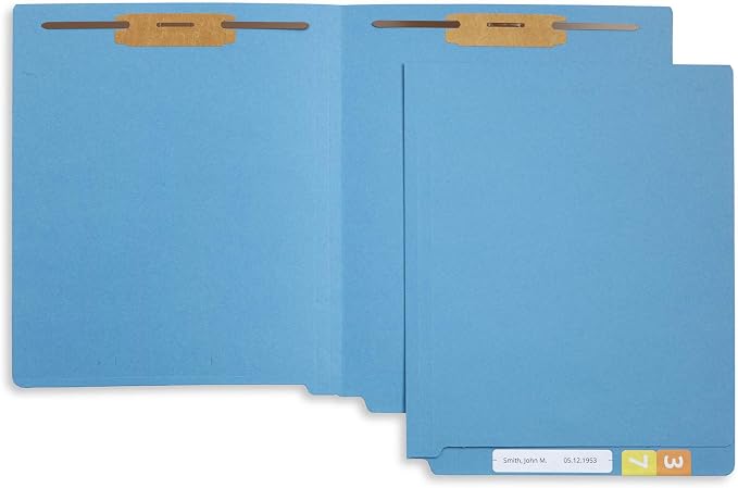 Blue Summit Supplies 50 End Tab Fastener File Folders, Blue | Reinforced end tab, letter size, 11pt, 2 prong bonded fasteners, for medical files, reports, and office records - Image 3