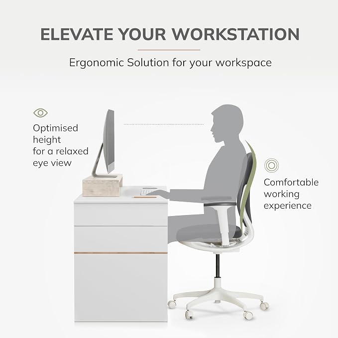 Anji Mountain Wooden Monitor Stand - Elegant Monitor Riser,Perfect Monitor Stand for Desk Organization, Durable Wood Construction monitor stands,Enhances Ergonomics and Workspace Efficiency,White Wash - Image 3