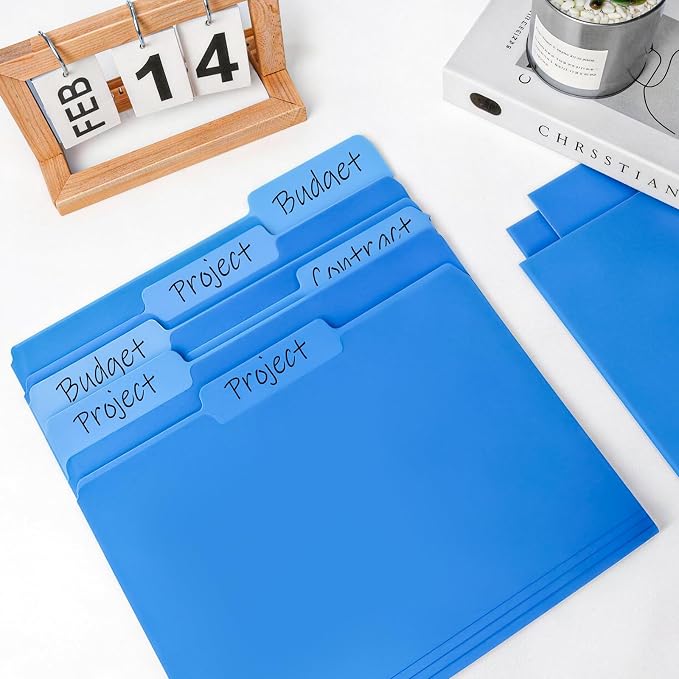 120 Pack File Folders 8.5 x 11 Inch, 1/3 Cut Tab File Folders Letter Size, School Business Office Filing Folder for Document, Blue - Image 2