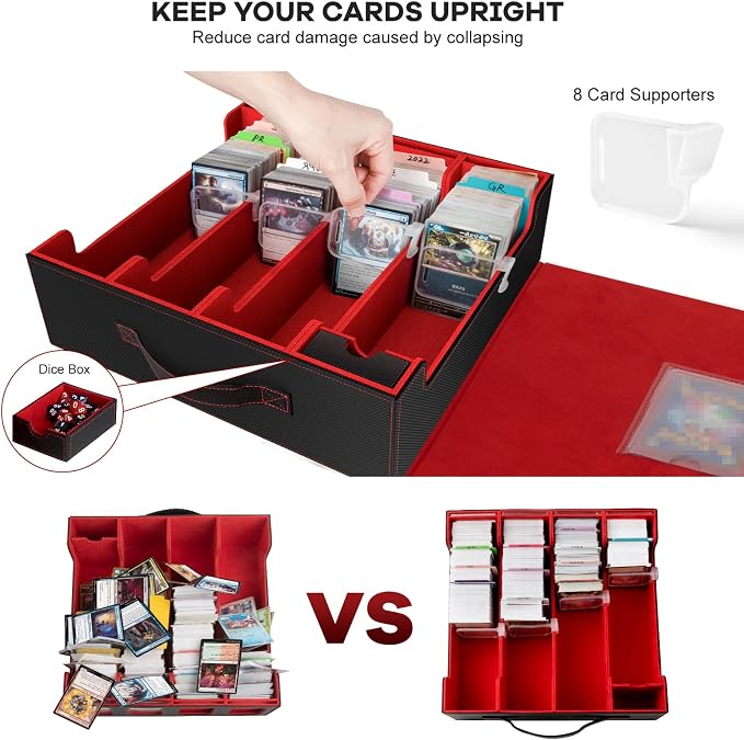 Gomyrod Card Storage Box 3200+ MTG Deck Box with 30 Colorful Divider, 4 Row Commander Trading Card Cases with Portable Handle & Display Windows, Fits for MTG/TCG/Magic Cards, Patented Design - Image 7