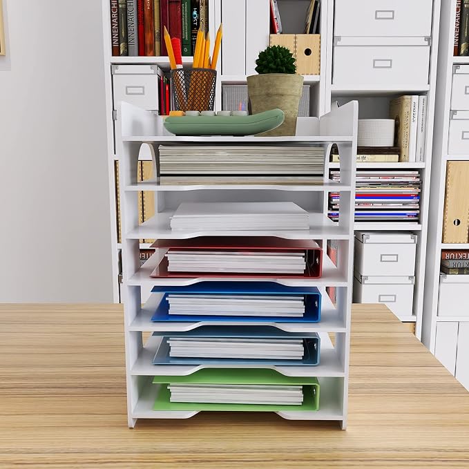 Natwind 7-Tier Office File Organizer For Desk,Paper Sorter,White | Desktop Storage For Office Supplies,Document Storage Rack,Letter Tray For Home,Office,Classroom Document Holder - Image 2