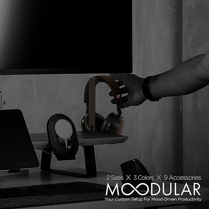 Moodular Headphone Stand Add-On for Slide Rails, Do Not Use Alone | Accessory Only, Dedicated Headphone Spot, Ergonomic & Accessible, Strong & Durable, Sleek & Minimalist, Black, MSA-HS - Image 2