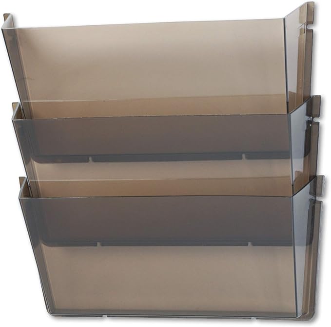 Deflecto 63602 Unbreakable docupocket expandable three-pocket wall file set, letter, smoke by Deflecto
