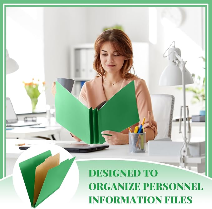 Skyygemm 12 Pcs Classification Folder Letter Size, 1 Divider,Green | Back to School Supplies, File Organizer with Fastener, Expanding File Organizer Bulk for Office Employee, Staff, Teacher - Image 5