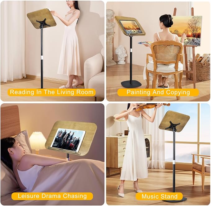 Book Stand for Reading, 4-in-1 Music Stand for Sheet Mmusic, Book Holders for Reading Hands Free, Projector Stand with 180° Rotation Height Adjustable Book Holder Stand for Cookbooks, Laptop - Image 7