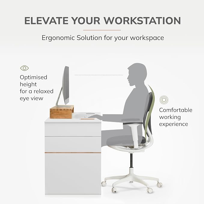 Anji Mountain Wooden Monitor Stand - Elegant Monitor Riser, Perfect Monitor Stand for Desk Organization, Durable Wood Construction monitor stands, Enhances Ergonomics and Workspace Efficiency,Natural - Image 4