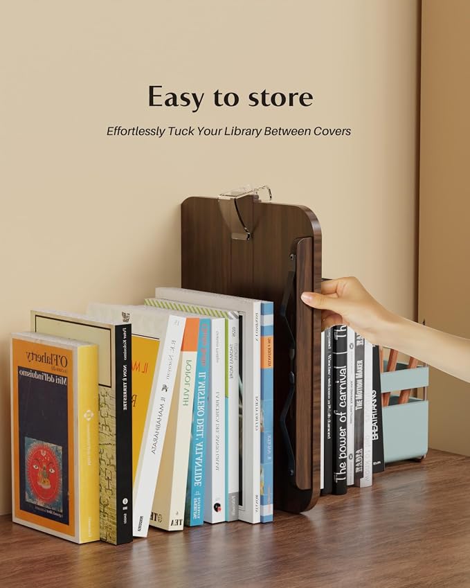 Book Stands for Reading,Adjustable Book Holder with 360° Rotating Metal Base,Foldable Cookbook Stand, Reading Hands Free with ABS Expandable Page Clips for Recipe,Textbook,Laptop - Image 6