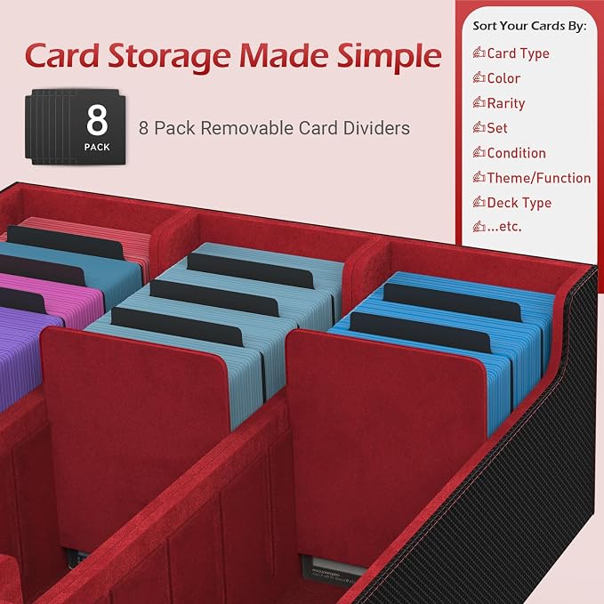 3-Row【2400+】Trading Card Storage Box, Card Organizer Holder with 8 Dividers, Case Fit for MTG TCG Magic Commander Deck Playing Cards, Deck Box for Sport Card - Image 3