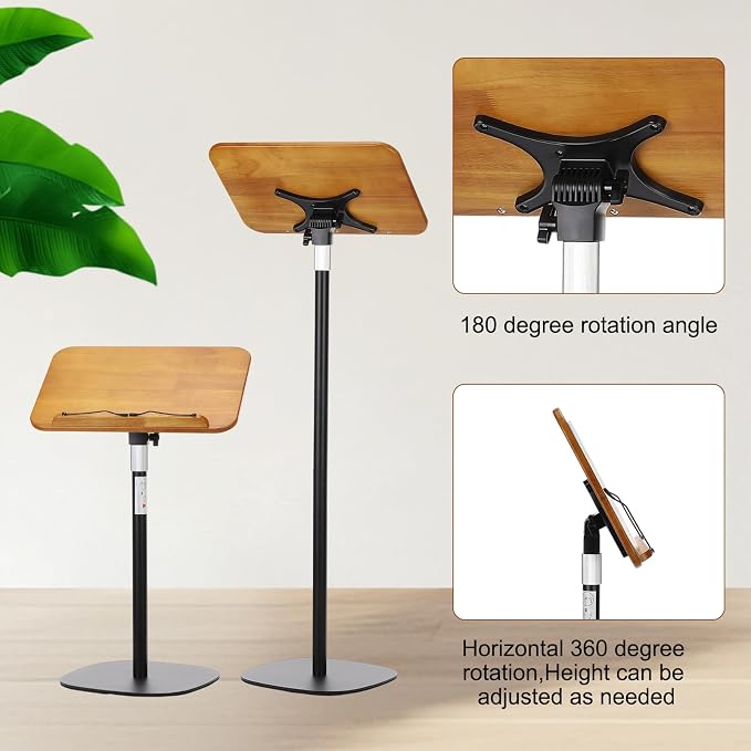 YOKIVE Book Stand for Reading, 19.7"-67" Height Adjustable Floor Book Stand with Page Clip 360° Rotating Arm for Cookbook Laptop Sheet Music, Black - Image 3