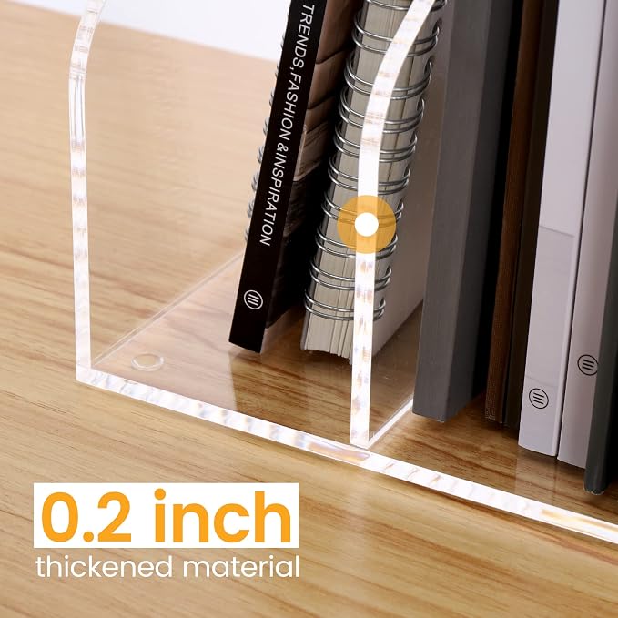 HeZone Desk File Organizer, Acrylic Magazine File Holder with 3 Vertical Compartments Rack File Sorter for Office Home Classroom Desk Organization, Clear… - Image 5