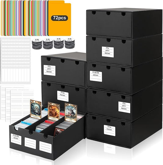 AOBOPLE Trading Card Storage Box,24000+ Cardboard Sports Card Boxes | Bulk Card Boxes with 72 Card Dividers,Labels +Tape,Stackable,Card Organizer for MTG TCG PTCG Sport Cards by AOBOPLE
