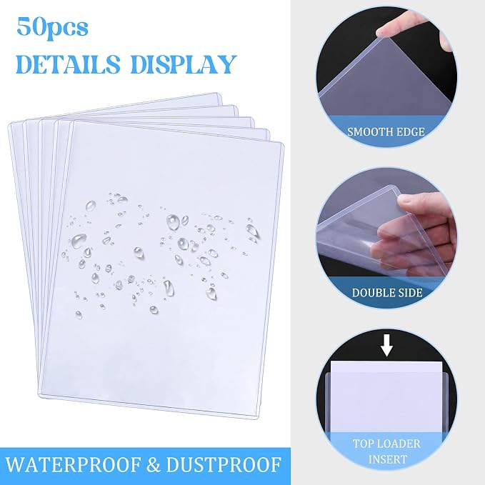 50 Pieces 8.5"x 11" Rigid Print Protectors Clear Rigid Toploader Clear Sheet Protectors Paper Protector Sheets Photo Sleeves Hard Plastic Document Holder Photo Card Holder - Image 3