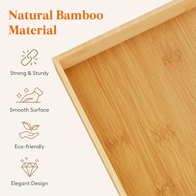 Lifewit Drawer Organizers 10 Pack(22 Grid) with 12 Inserts | Adjustable Bamboo Wooden Trays for Utensils, Silverware, Makeup, Kitchen, Bathroom, Office, Vanity Storage - Image 5
