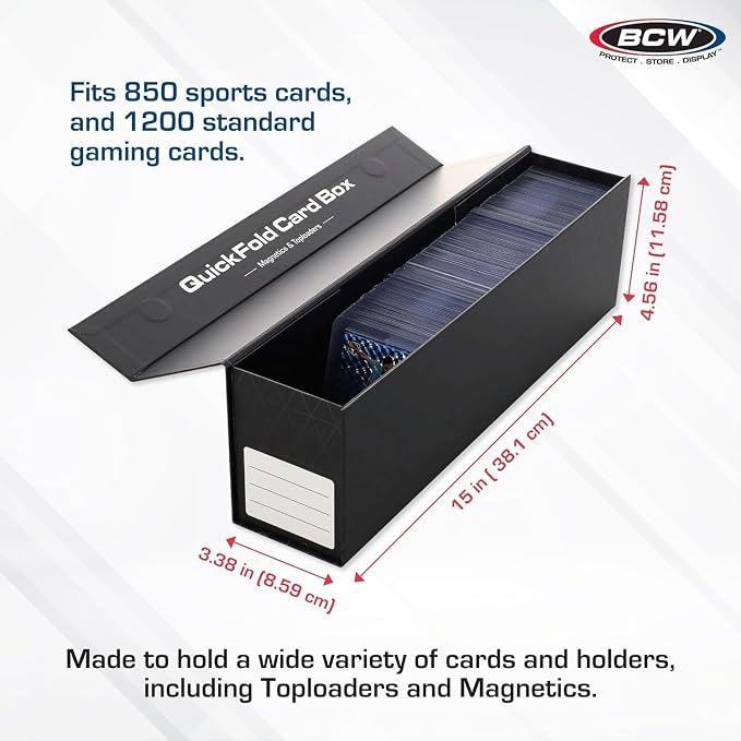 BCW QuickFold® Card Storage Boxes for Magnetics & Toploaders – 9 Pack | Trading Card Holder Box with Magnetic Closure | Easy Fold Assembly for Sports and TCG Cards - Image 3