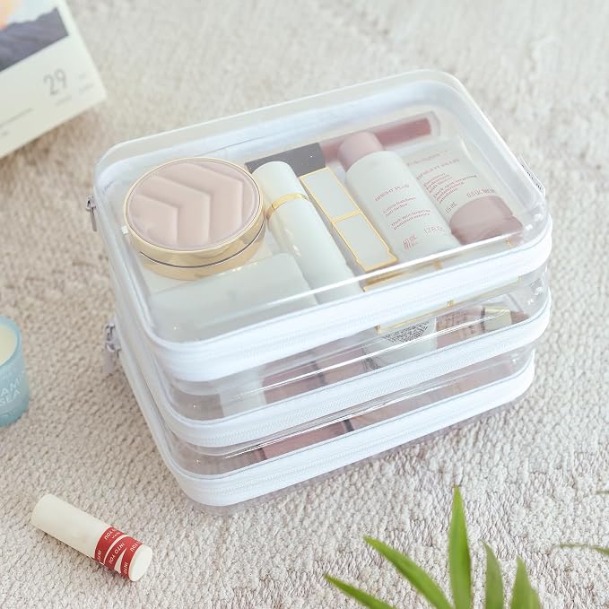 CoiiJoii 6PCS Clear Hard Shell Zipper Case,Portable Cosmetic Bag with Zipper,Kid's Toy Storage Organizer Bins,Hard Plastic Case,Clear Bags for Organizing - Image 2