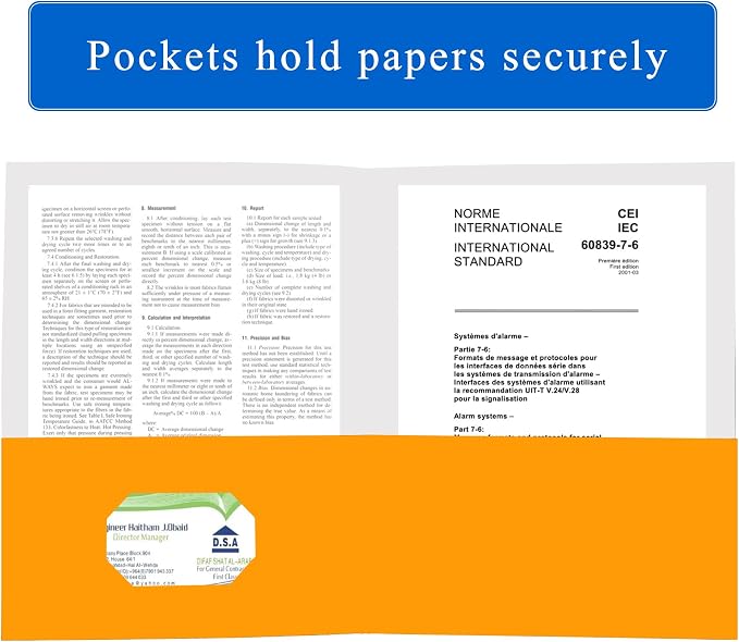 Zzrywuty 50 Packs Two Pocket File Folders with Business Card Slot,Special Paper,Letter Size,Holds 100 Plus Sheets for School,Office,Business,Orange (Orange-50Pcs) - Image 3