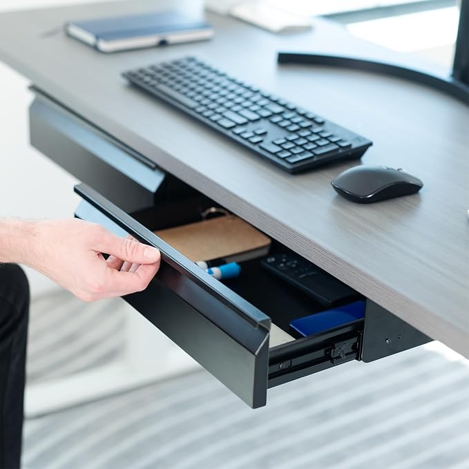 VIVO Black 32 x 9 inch Under Desk Slide Out Drawer Set, DESK-AC03A-2B | No Shell, Sturdy Steel Design, Under Desk Storage, Workstation Organizer for Home Office, 2 Drawers - 16 inches Each - Image 9