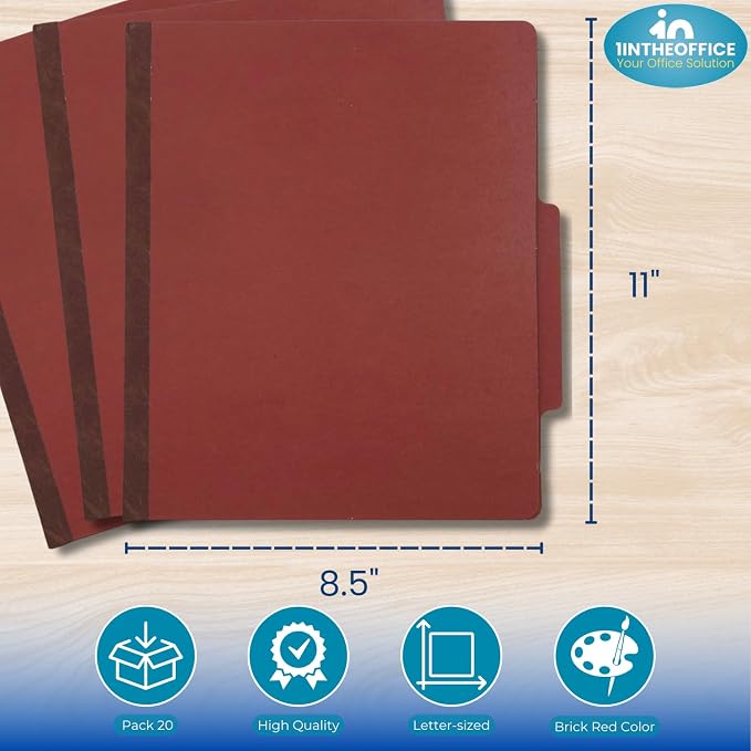 1InTheOffice Classification Folders 2 Dividers Letter Size, Brick Red Pressboard Classification Folders, Letter Size, 2.5 Extension, 20 Pack - Image 2