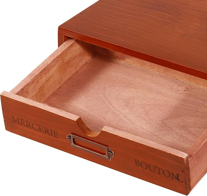 Wooden Desktop Organizer, 5PCS Retro Storage Cabinet Box with Drawers, Mini Tabletop Craft Box Cosmetic Storage Drawer, Portable Desk Letter Mail Sorter for Office Home (Brown) - Image 6