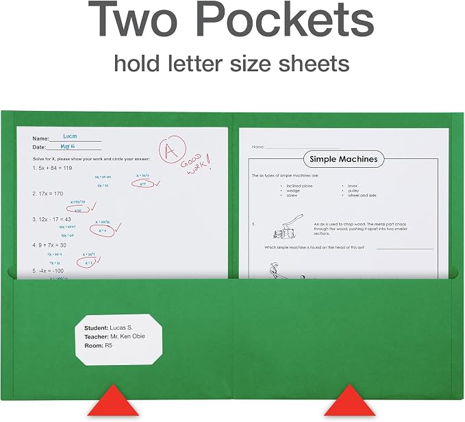 Oxford 2 Pocket Folders, Mega Box of 125, Textured Paper Folders, Assorted Colors (Light Blue, Green, Yellow, Orange, and Red), Letter Size (57541)" - Image 3