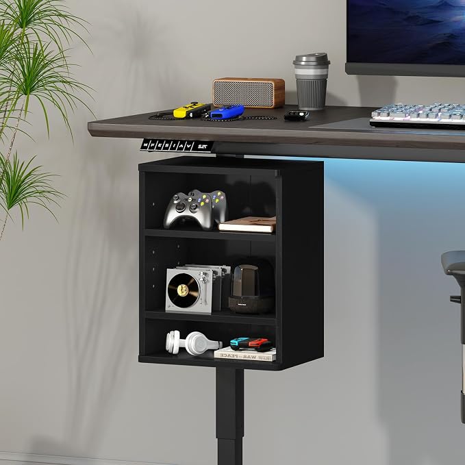 IBUYKE Under Desk Storage Cabinet Clamp on Desk Legs Shelf UTMZ012B | Adjustable Shelf, for Standing Desks Shelf, for Office,Elevating Your Workspace - Image 7