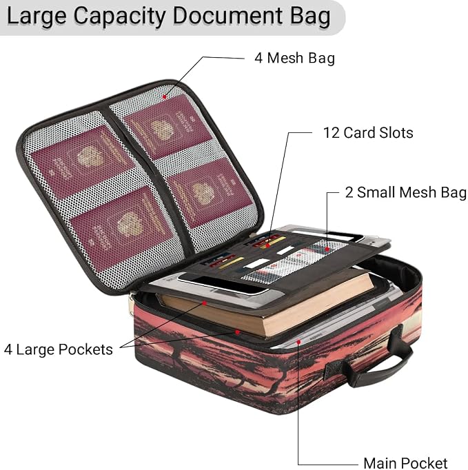 File Organizer Coconut Trees Seaside Document Organizer with Handle Portable File Organizer Bag Home Travel Storage Bags for Files Laptop Certificates - Image 4