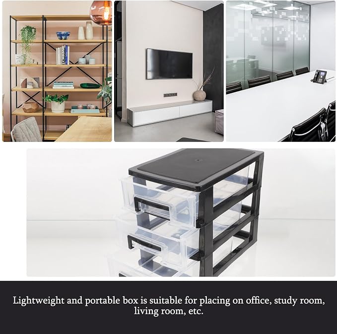 Cabilock 3 Tier Plastic Storage Cabinet 8.30X7.55X5.98In Multi-Layer Drawer Organizer Portable Storage Box for Office Study Small Space Use - Image 5