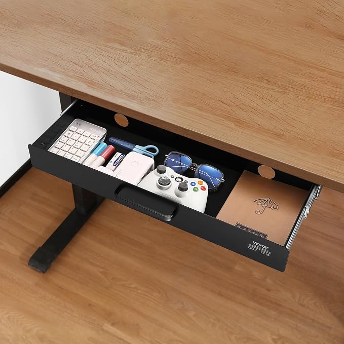 VEVOR Under Desk Drawer Slide Out, 22 inch Under Desk Mounted Pull-out Drawer Attachment, Hidden Under Counter Drawers for office Home Sit Stand Workstation, Black - Image 8