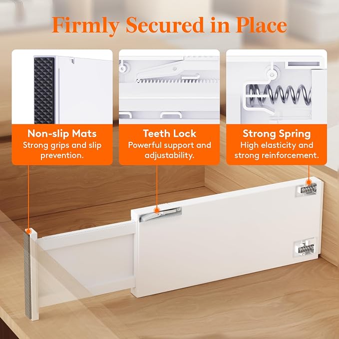 Lifewit 5" Tall Upgrade Drawer Dividers, Adjustable Deep Drawer Organizer | 13.5"-22" Expandable White Drawer Separator for Clothes, Dresser/Kitchen/Closet/Bedroom/Office Organization & Storage, 6 Pack - Image 4