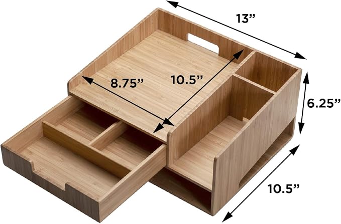 MobileVision Bamboo Paper Tray Office Organizer for Files, Documents, Letter Sorter, Envelopes and Magazine Holder (File & Paper Organizer) - Image 3