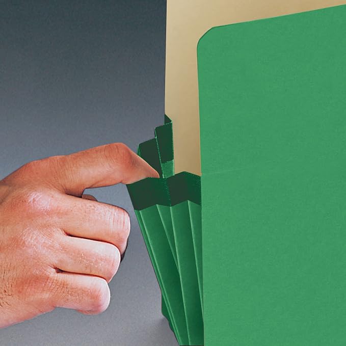 Smead File Pocket 74236, Straight-Cut Tab, 5-1/4" Expansion, Legal Size, Green, 10 per Box (74236) - Image 3
