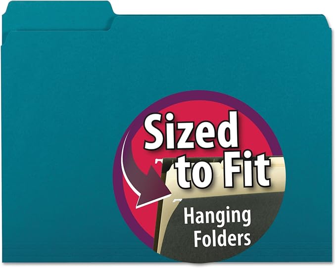 Smead Interior File Folder, 1/3-Cut Tab, Letter Size, Teal, 100 per Box, Expandable File Folders for Filing Cabinet - Image 4
