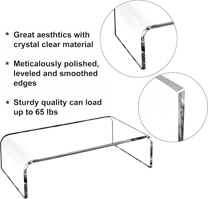AMT 16 Inch Acrylic Laptop Monitor Stand, Computer Riser with Cat Keyboard Protector, Space-Saving Design, Extra Storage, Clear Shelf - Ideal for Monitors, Laptops, Printers, Desktop Decor - Image 7