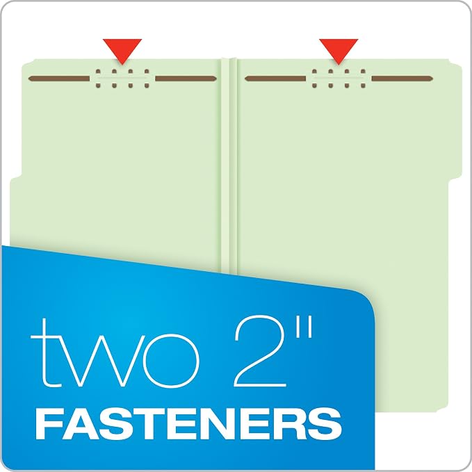Pendaflex 17186 Pressboard Folders, 2 Fasteners, 2" Expansion, 1/3 Tab, Legal, Green (Box of 25) (Pack of 4) - Image 3