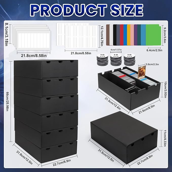 AOBOPLE Trading Card Storage Box,18000+ Cardboard Sports Card Boxes | Bulk Card Boxes with 60 Card Dividers,Labels +Tape,Stackable,Card Organizer for MTG TCG PTCG Sport Cards - Image 4