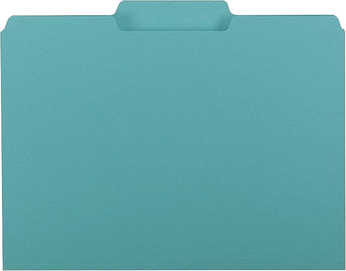 Smead Interior File Folder, 1/3-Cut Tab, Letter Size, Aqua, 100 per Box, Expandable File Folders for Filing Cabinet - Image 2