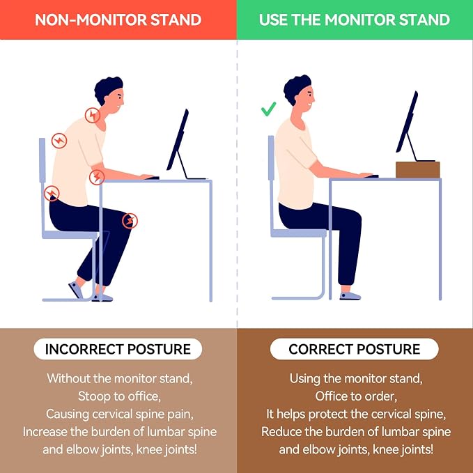 KIRIGEN Wood Monitor Stand Riser for Desk, 15.39 Inch, Brown 39-DBR | Solid Wood Desktop Shelf with Storage Space for Home Office Monitor, Printer, Computer Fully Assembled - Image 4