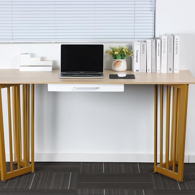 Under Desk Drawer 21" with 4 Divider Trays, Storage Drawer Organizer | White, Under Counter, Desk Accessory, Attachable for Workbench, Adjustable Brackets, for Desk Lip with Crossbar, Clamp Mount - Image 9