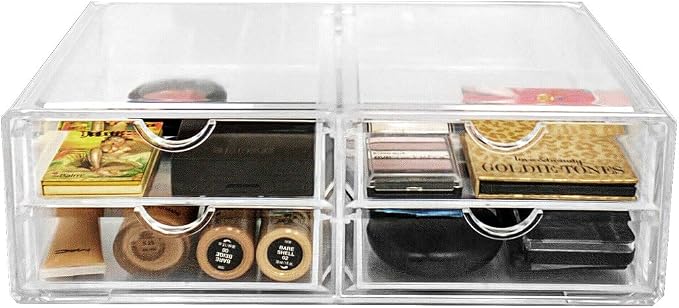 Sorbus Large Stackable Acrylic Drawers - 4 Clear Storage Drawers for Organizing Make up, Nail Polish, Hair Accessories, and Beauty Supplies - Makeup Organizer for Vanity, Bathroom Organizer Countertop - Image 7
