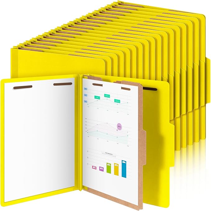 Skyygemm 36 Pcs Classification Folder Letter Size, 1 Divider,Yellow | Back to School Supplies, File Organizer with Fastener, Expanding File Organizer Bulk for Office Employee, Staff, Teacher by Skyygemm