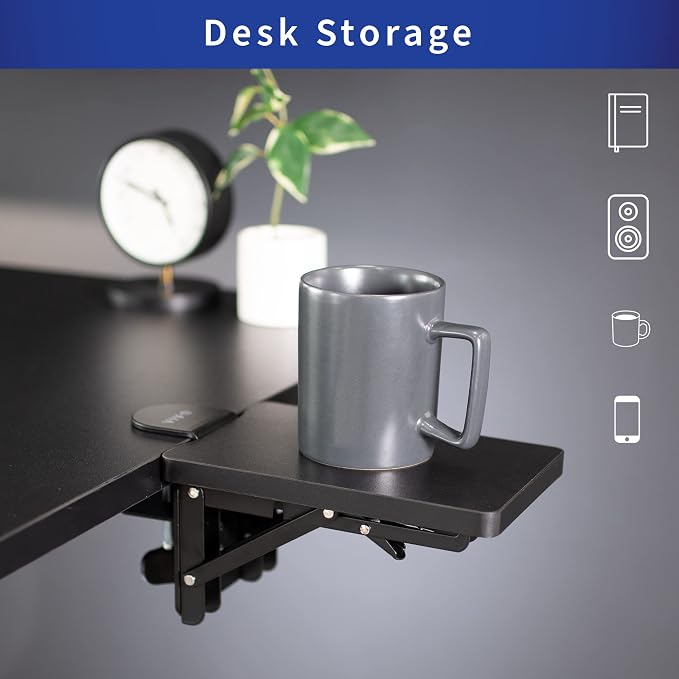 VIVO Clamp-on 6 x 9 inch (11 Including Clamps) Desk Extender, Wrist Support, Armrest Tray, Table Mount for Sit Stand Desks, Black, DESK-EXT09 | Wrist Support, Armrest Tray, Table Mount for Sit Stand Desks - Image 4