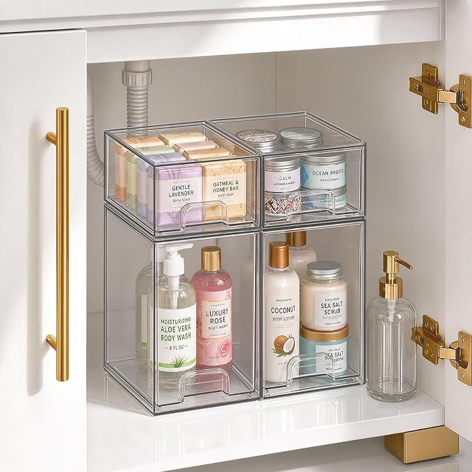Clear Stackable Storage Drawers, Baby Bottle Organizer, Easily-Access Makeup Organizer, Durable Containers for Bathroom Countertop, Pantry and Medicine Cabinet Organizer - Image 9