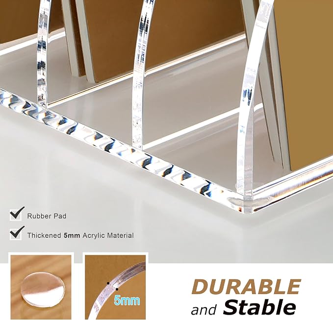 SANRUI Acrylic Magazine File Holder, 6 Vertical Compartments Desk Document Sorter Organizer, Clear Folder Rack Binder Bookstore Workspace Sorters for Office Accessories Organization Storage - Image 5