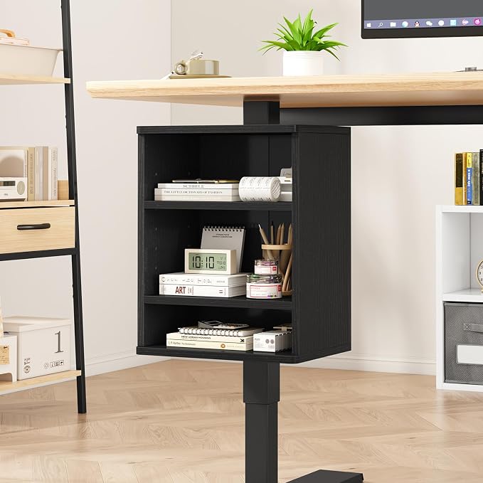 IBUYKE Under Desk Storage Cabinet Clamp on Desk Legs Shelf UTMZ012B | Adjustable Shelf, for Standing Desks Shelf, for Office,Elevating Your Workspace by IBUYKE