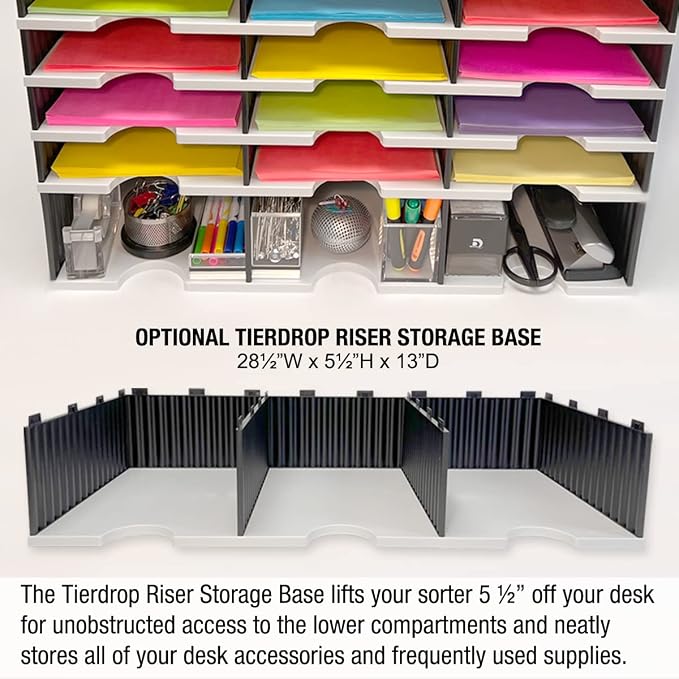 Ultimate Office TierDrop 6-Compartment High Capacity Classroom Sorter | Extra-high slots fit bulky packages and supplies; add-on tiers expand capacity; no-tool assembly; gray w/ black - Image 4