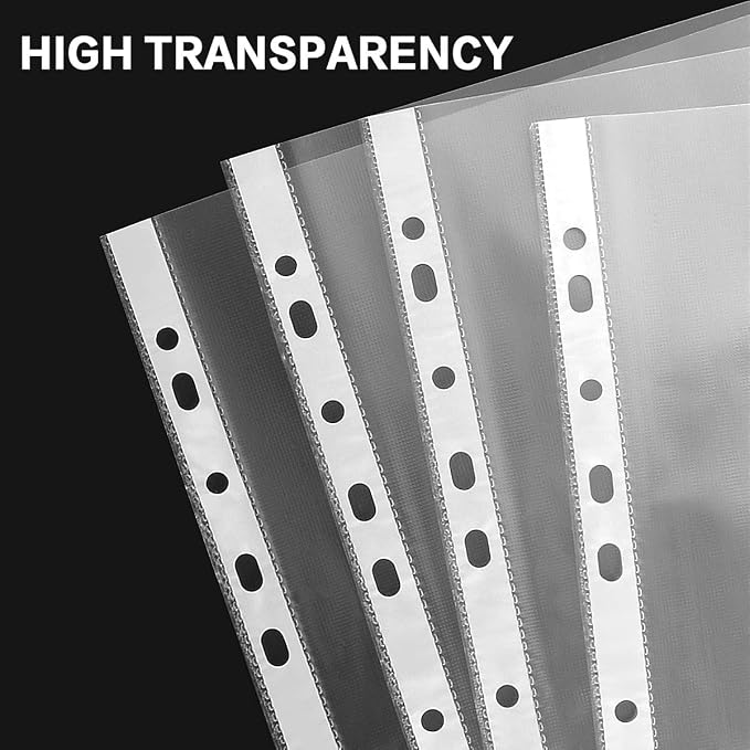 Sheet Protectors, HERKKA 1000 Pack Heavy Duty Clear Plastic Page Protectors Sheet Reinforced 11-Hole Fit for 3 Ring Binder Fits Standard 8.5 x 11 Paper, 9.25 x 11.25 Top Loaded, Acid Free - Image 3