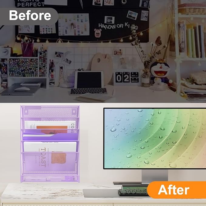 Kuntine.B Wall File Organizer Office Hanging Magazine Holder Wall File Organizer for Office Home - Image 3