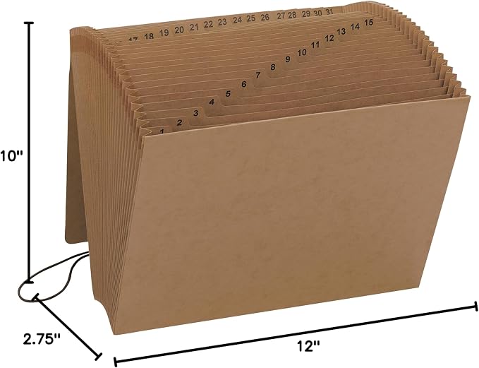 Smead Expanding File with Flap and Cord Closure, 31 Pockets, Daily (1-31), Letter Size, Kraft (70168) (Pack of 1) - Image 6