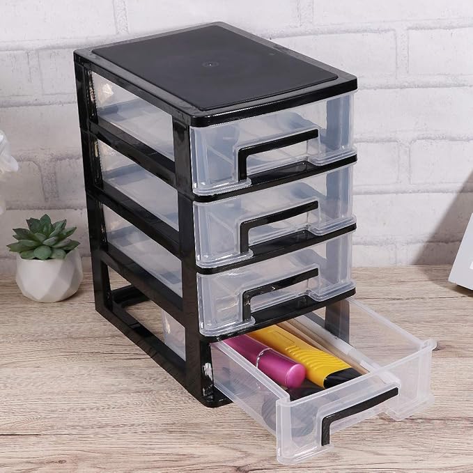 4 Layer Cabinet Drawer Plastic Storage Drawer Sundries Organizer Office File Storage Rack Shelf for Jewelry Makeup Stationery Desktop (8.31x5.98x9.92 Inch) - Image 9