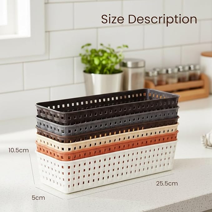 Oblivion Wardrobe Organizer for Storage 6 Pcs - Plastic Multipurpose Desk Organizer Tray, Multicolour Office Drawer Dividers Bins for Household Items, Bathroom, Makeup, Bedroom Dresser & Basket Rack - Image 3